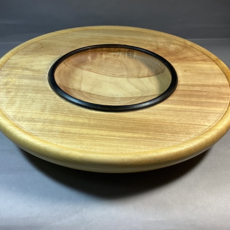 Large bowl in sycamore with coloured rim