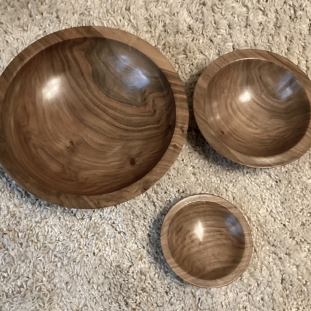 Set of 3 nested bowls in American Black Walnut